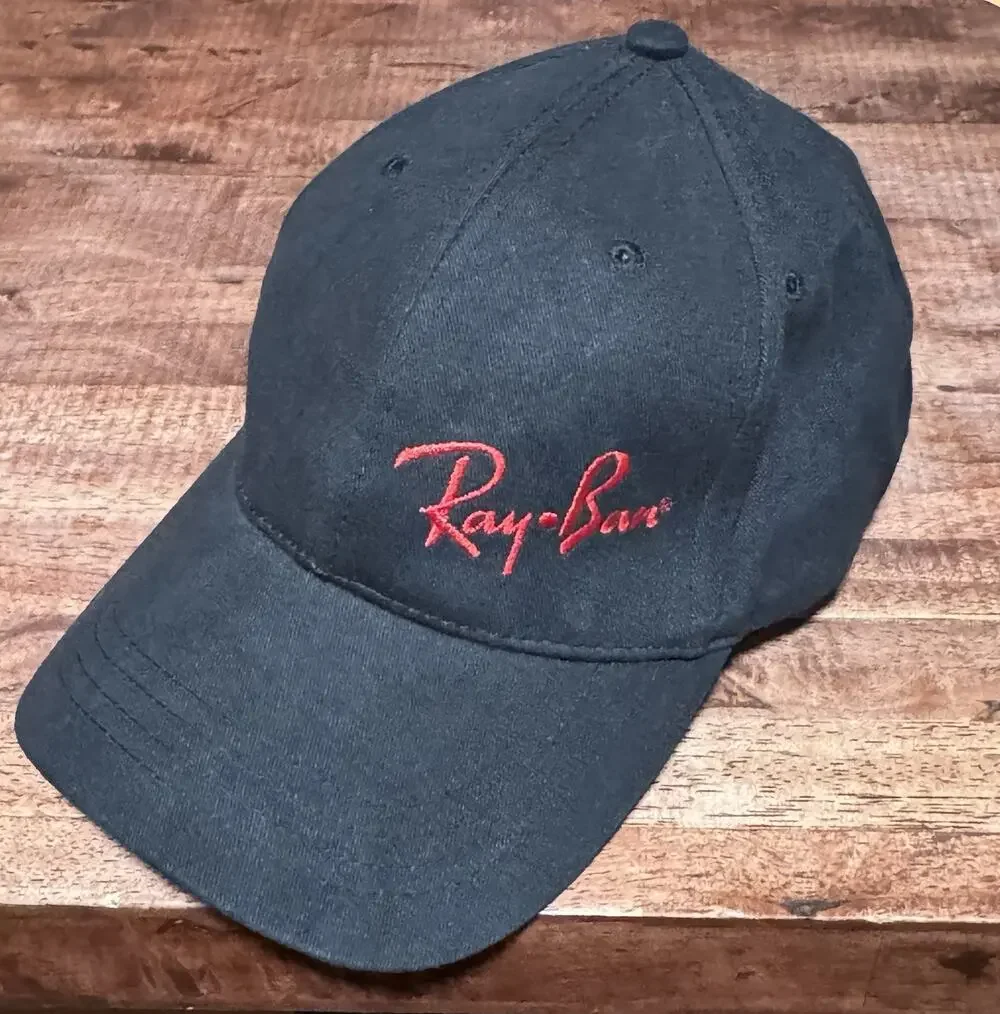 Ray Ban Adjustable Black Hat With Red Lettering